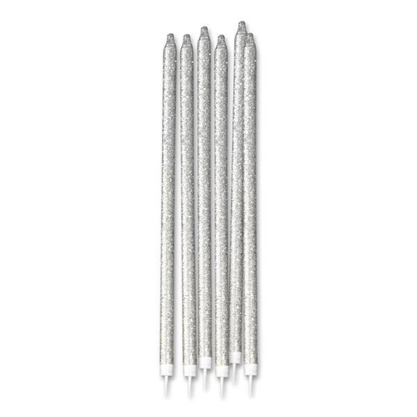 Pencil Candles Glitter Lux Silver