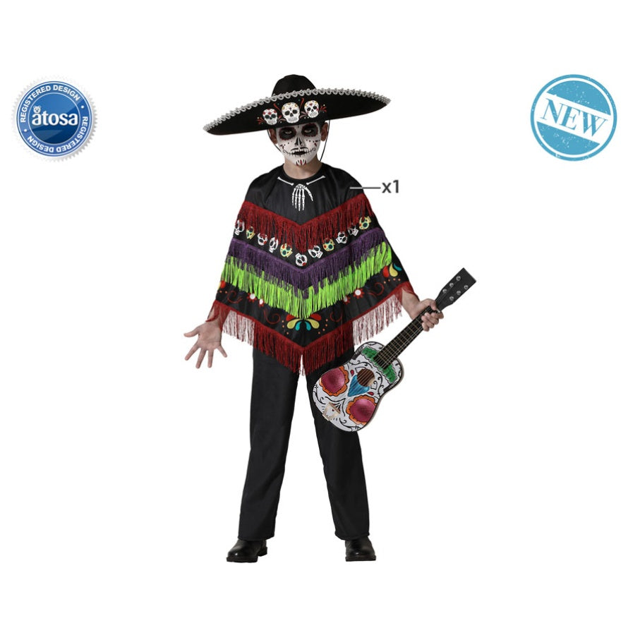 COSTUME SKELETON PONCHO 10-12