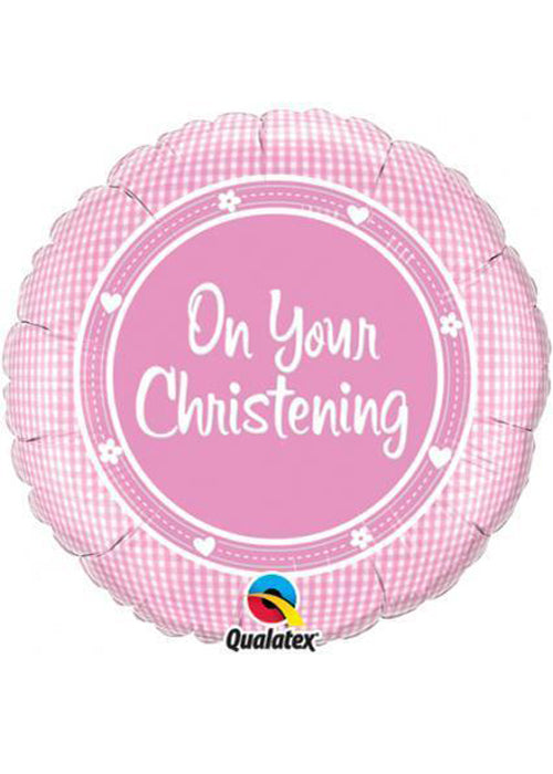 Balloon-Christening Pink hearts & flowers