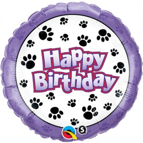 Balloon-Happy Birthday pup prints purple