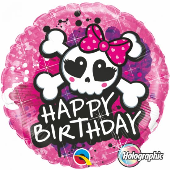 Balloon-Happy Birthday skull pink