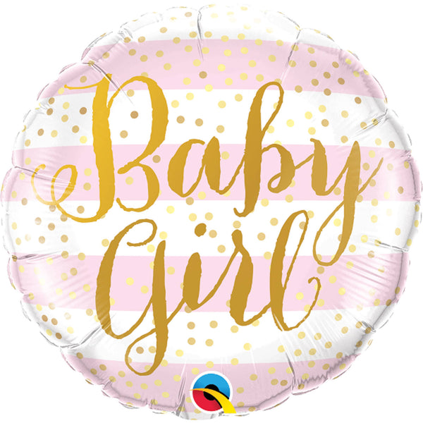 Balloon-Baby Girl Gold & Pink Stripes
