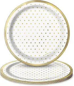 White Plate with Gold Dots