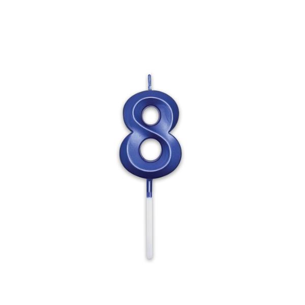 Candle Num. 8 Prestige Blu Metal 