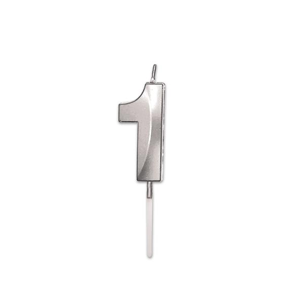 Candle Num. 1 Prestige Silver Metal 