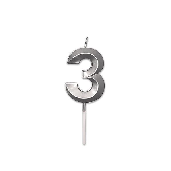 Candle Num. 3 Prestige Silver Metal 