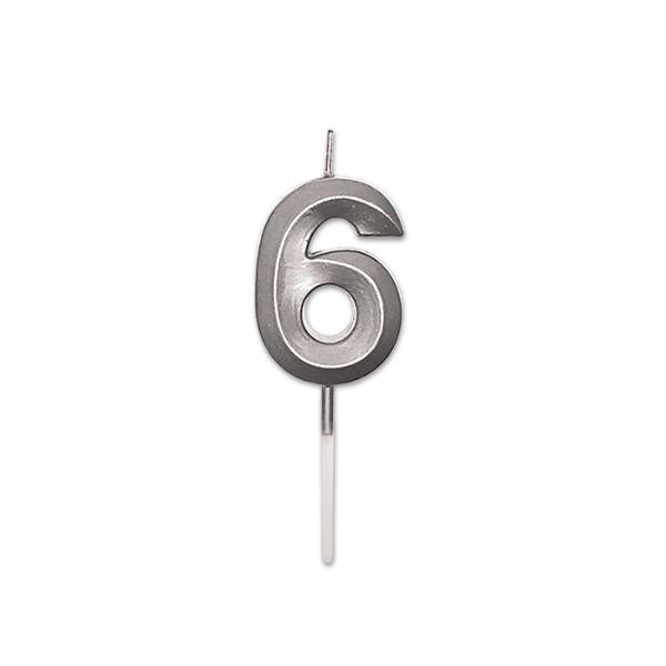 Candle Num. 6 Prestige Silver Metal 