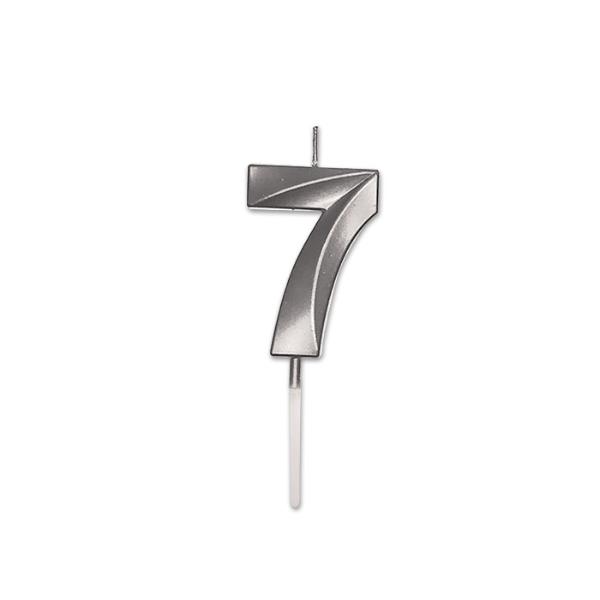 Candle Num. 7 Prestige Silver Metal 