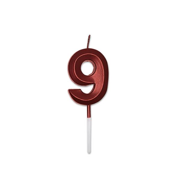Candle Num. 9 Prestige Red Metal
