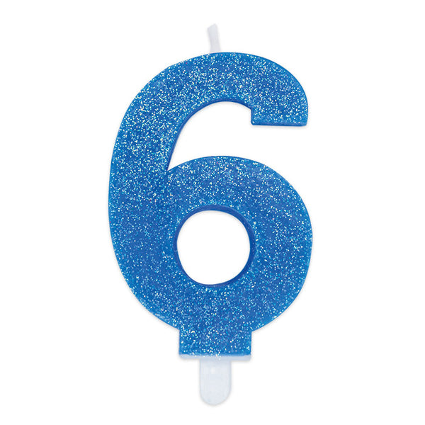 No. 6 Candle Blue Glitter