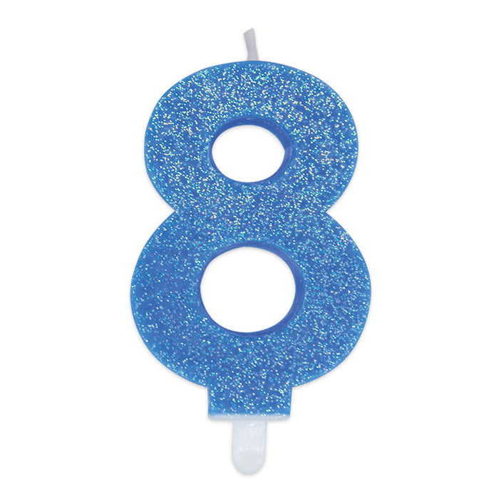No. 8 Candle Blue Glitter