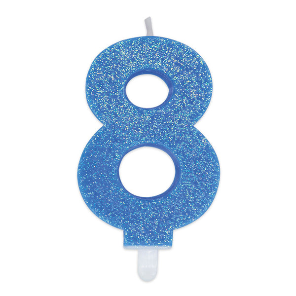 No. 8 Candle Blue Glitter