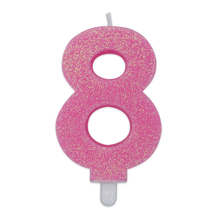 No. 8 Candle Pink Glitter