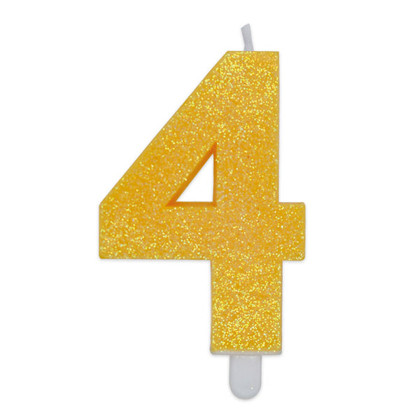 No. 4 Candle Yellow Glitter