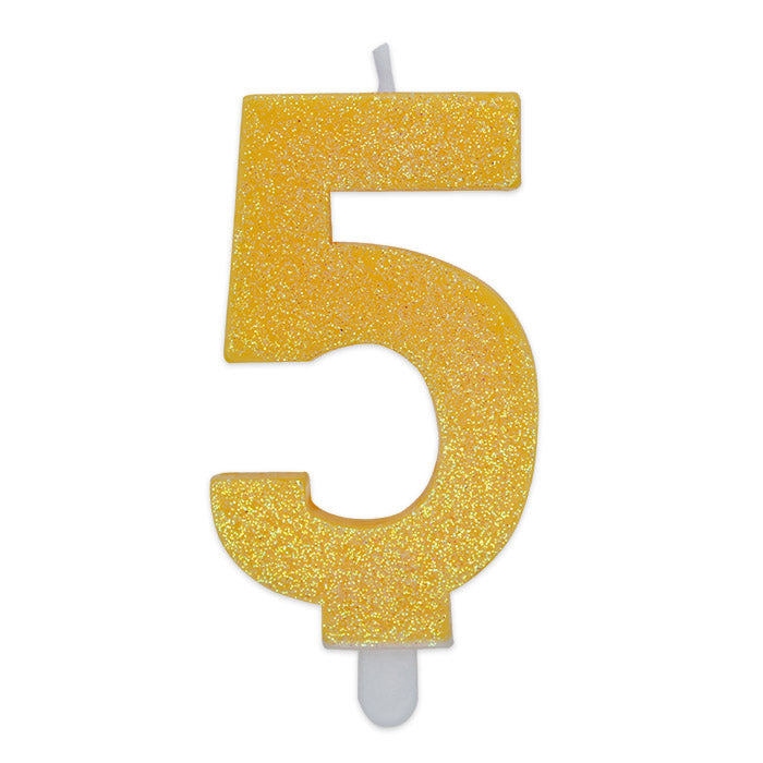 No. 5 Candle Yellow Glitter