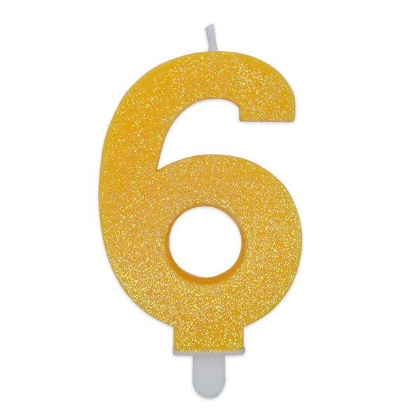 No. 6 Candle Yellow Glitter