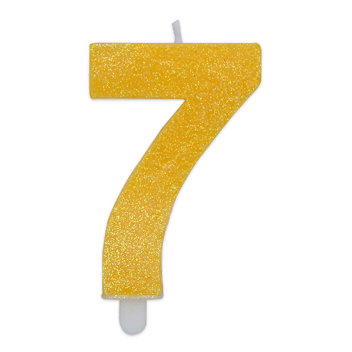 No. 7 Candle Yellow Glitter