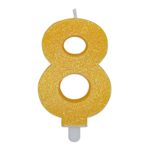 No. 8 Candle Yellow Glitter