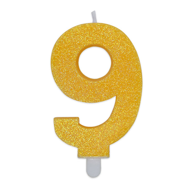 No. 9 Candle Yellow Glitter