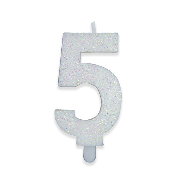 No. 5 Candle Sweety White Glitter
