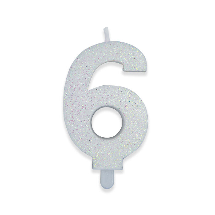 No. 6 Candle Sweety White Glitter