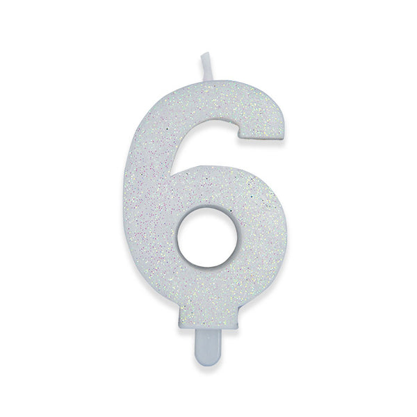 No. 6 Candle Sweety White Glitter