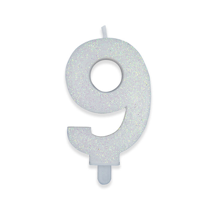 No. 9 Candle Sweety White Glitter