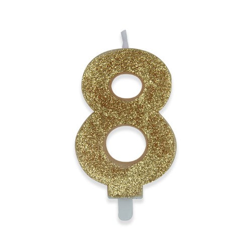 Num. 8 Candles Gold Glitter