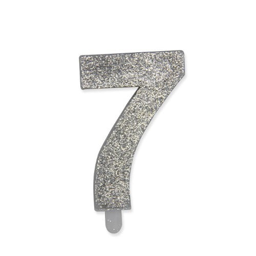Num. 7 Candle Sweety Silver Glitter