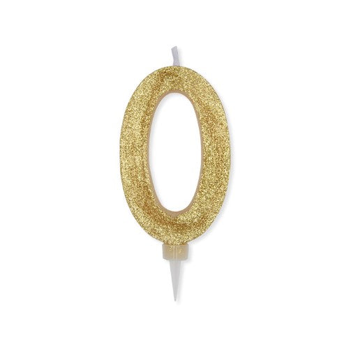 Num. 0 Max Candles Gold Glitter