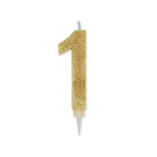 Num. 1 Max Candles Gold Glitter