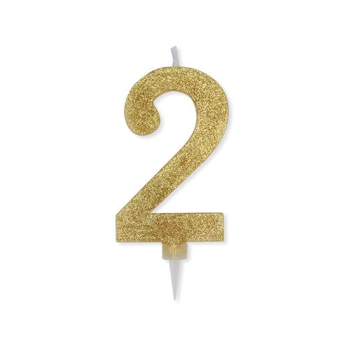 Num. 2 Max Candles Gold Glitter
