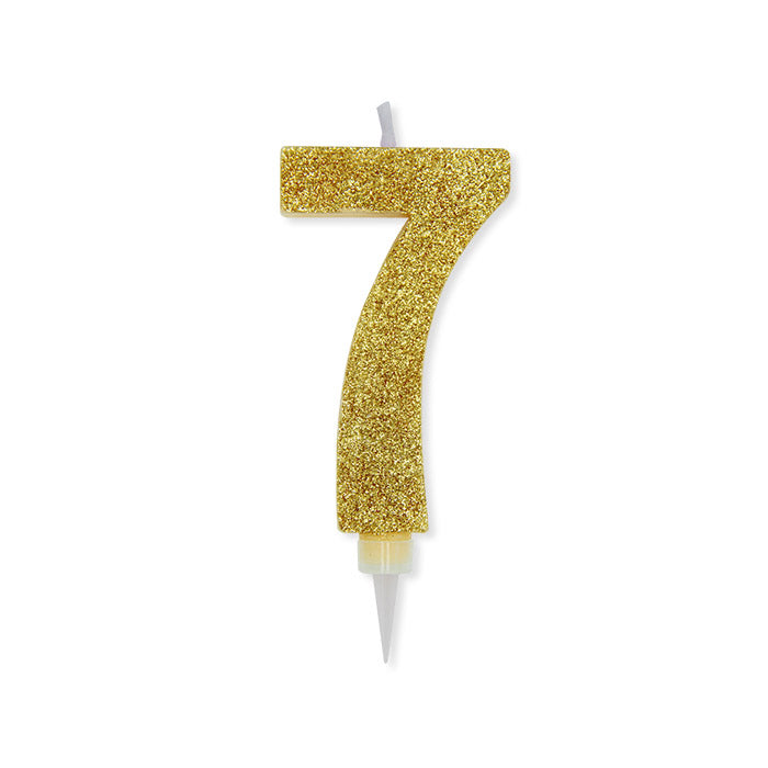 No. 7 Candle Gold Glitter