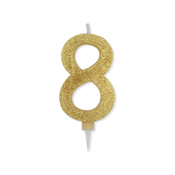 No. 8 Candle Gold Glitter