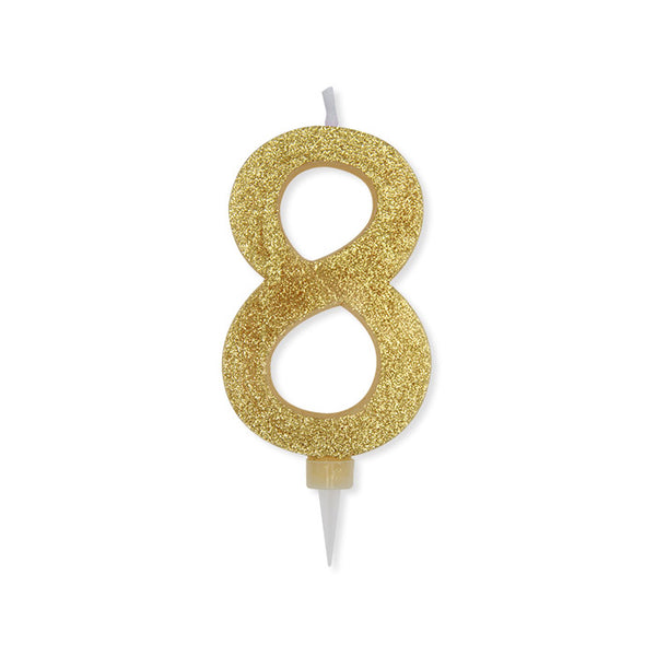 No. 8 Candle Gold Glitter