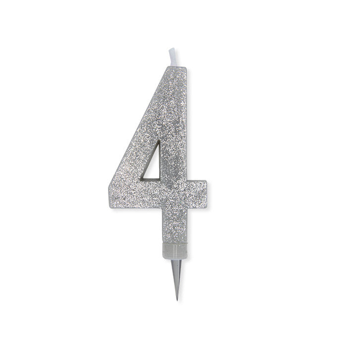 No. 4 Candle Silver Glitter