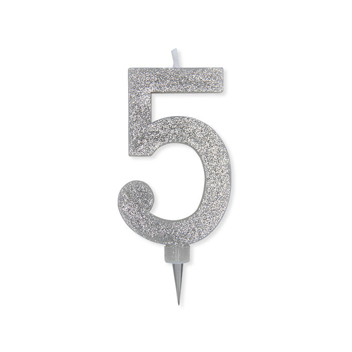 No. 5 Candle Silver Glitter