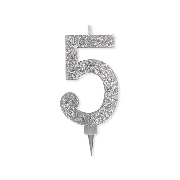No. 5 Candle Silver Glitter
