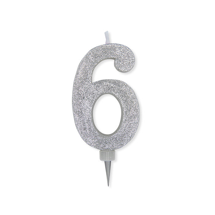 No. 6 Candle Silver Glitter