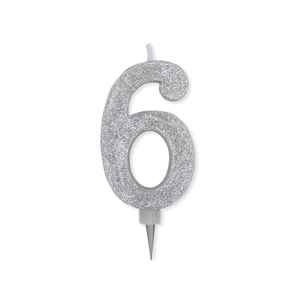 No. 6 Candle Silver Glitter
