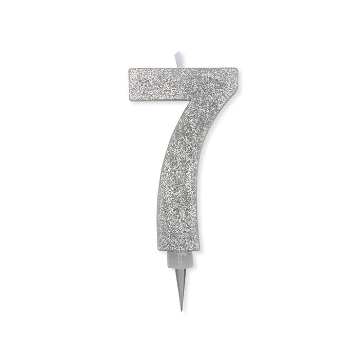 No. 7 Candle Silver Glitter