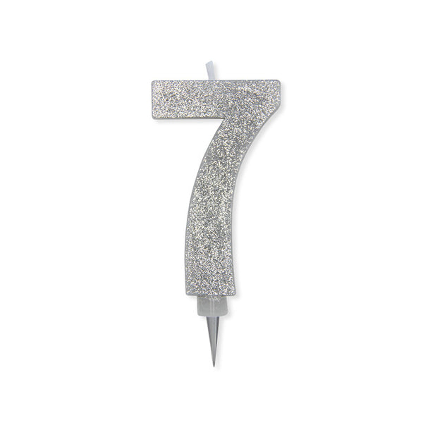 No. 7 Candle Silver Glitter