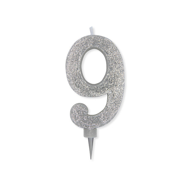 No. 9 Candle Silver Glitter