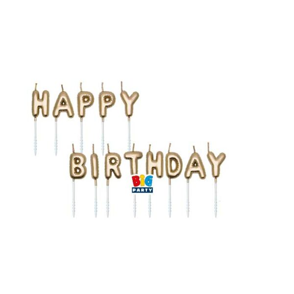 Set Candeline Happy Birthday Gold Metal