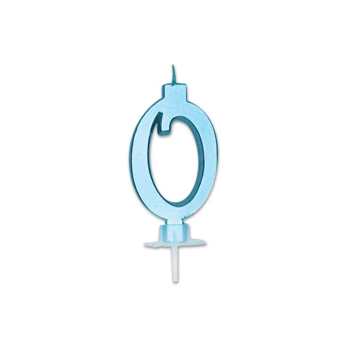 Num. 0 Candle Italic Celeste Metal