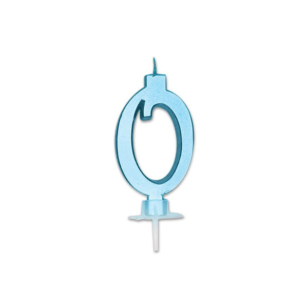 Num. 0 Candle Italic Celeste Metal