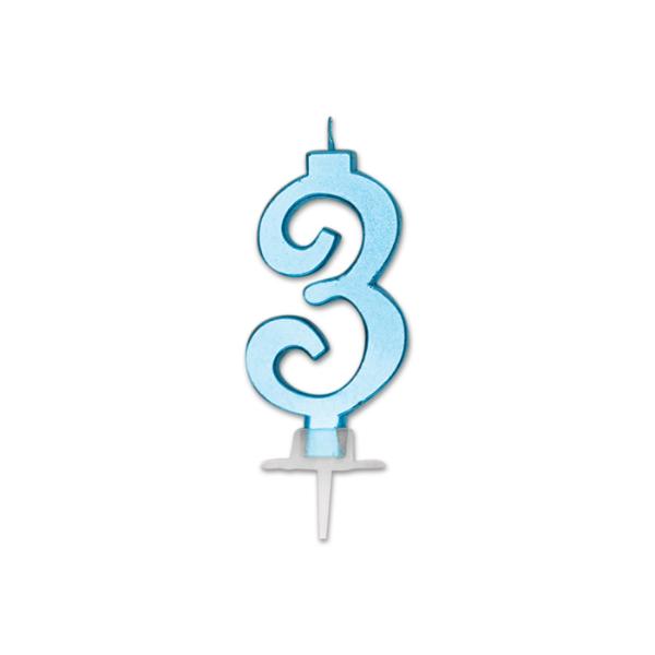 Nr. 3 Candle Italic Blue Metal