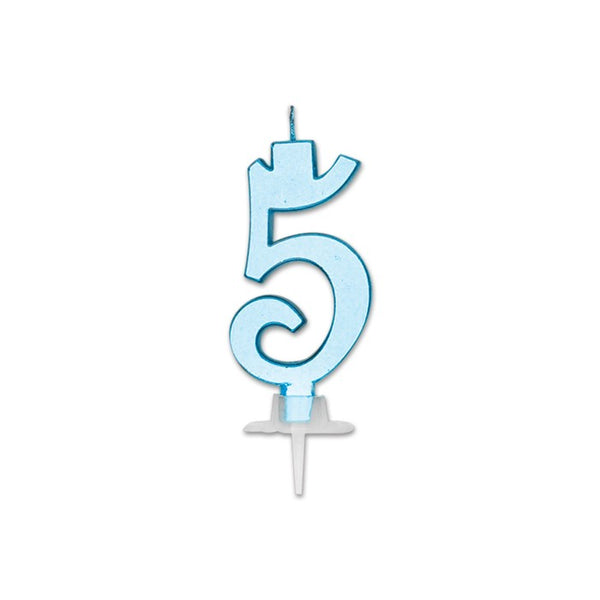 Num. 5 Candle Italic Celeste Metal 