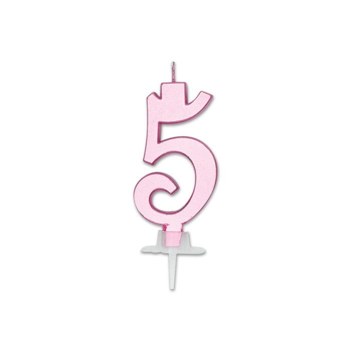 Num. 5 Candle Italic Pink Metal 