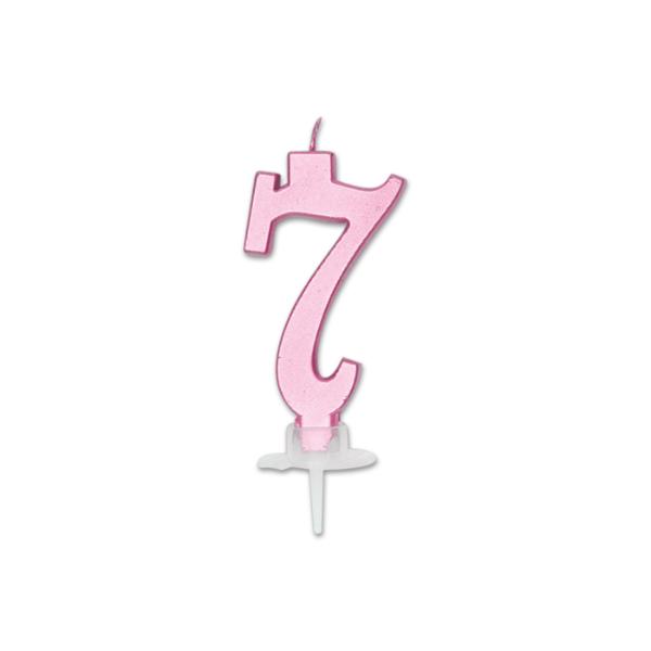 Num. 7 Candle Italic Pink Metal 